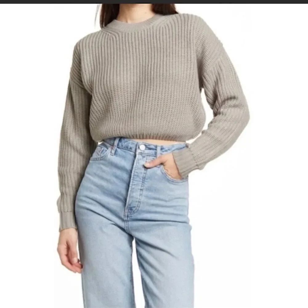 Elodie Womens Crewneck thick ribbed cropped sweater